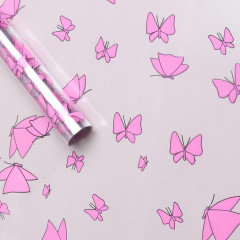 Пленка цветная 60см Мотыльки РОЗОВЫЙ