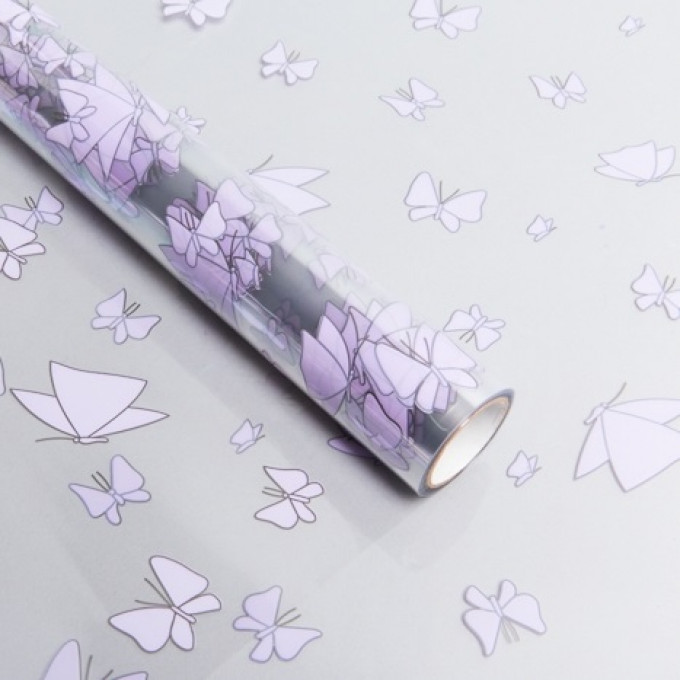 Пленка цветная 60см Мотыльки СИРЕНЕВЫЙ СВЕТЛЫЙ