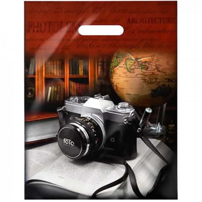 Пакет полиэтиленовый с вырубной ручкой 31*40 см Объектив ламинация