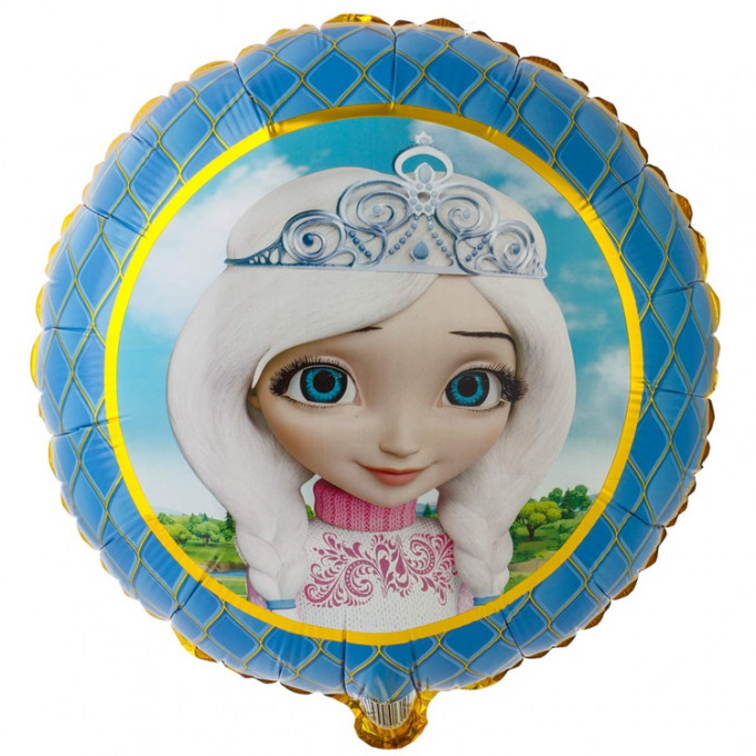 Воздушный шар фольгированный с рисунком 18" Круг Царевна Алёнка 46 см