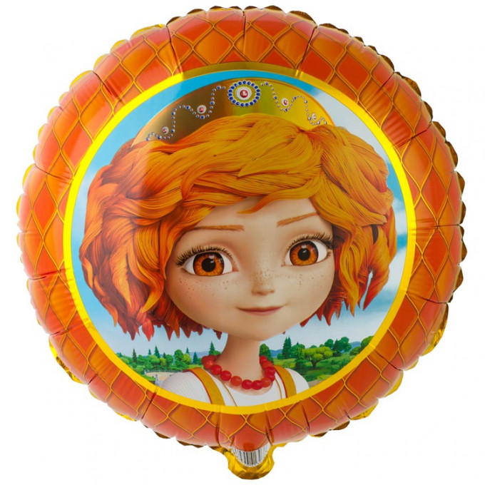 Воздушный шар фольгированный с рисунком 18" Круг Царевна Варвара 46 см