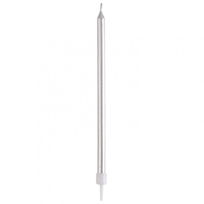 Свеча для торта Серебро с подставкой 11см