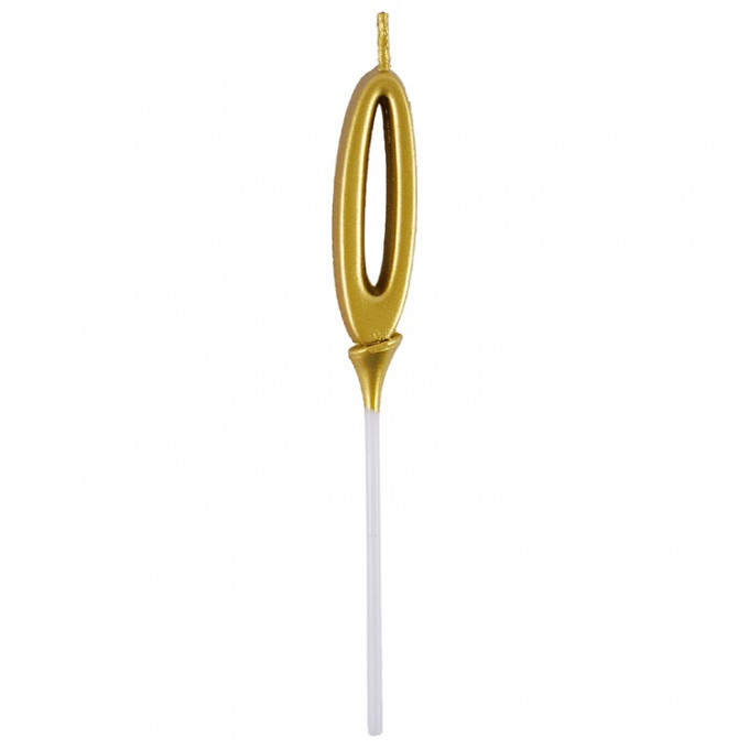 Свеча-цифра "0" Элегант Золото 5см