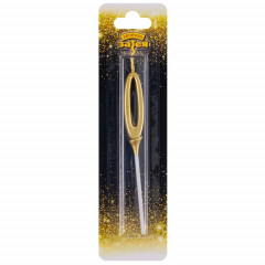 Свеча-цифра "0" Элегант Золото 5см