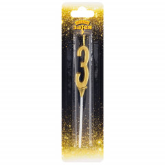 Свеча-цифра "3" Элегант Золото 5см