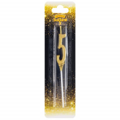 Свеча-цифра "5" Элегант Золото 5см