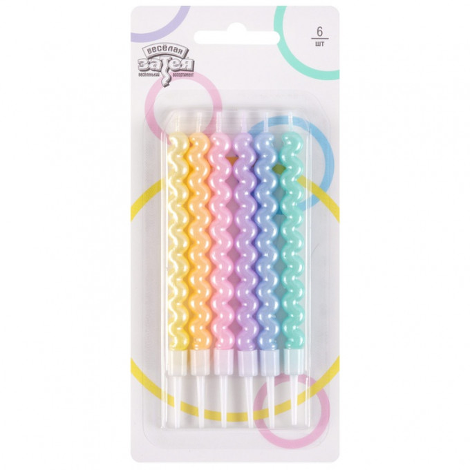 Свечи д/торта Локоны Пастель перламутр 10см 6шт