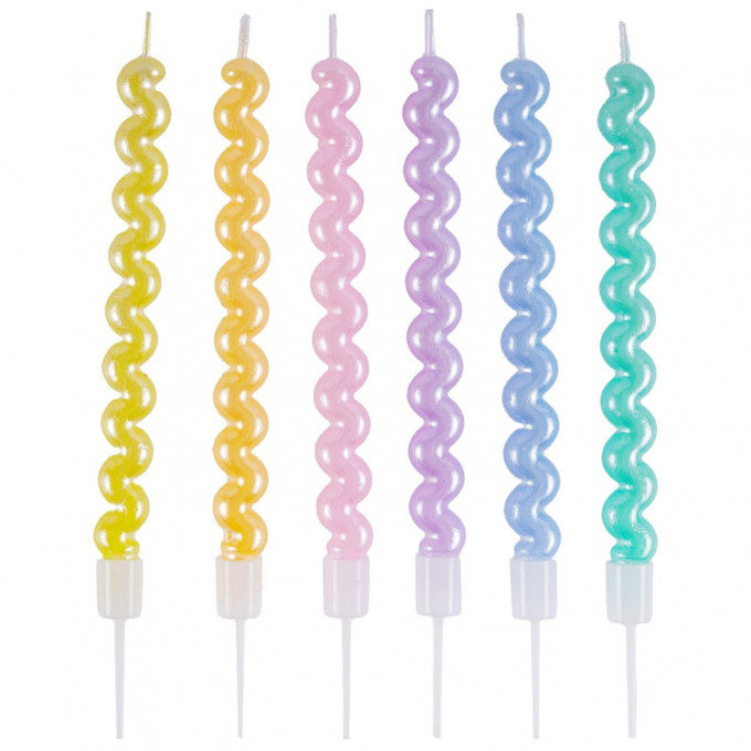 Свечи д/торта Локоны Пастель перламутр 10см 6шт