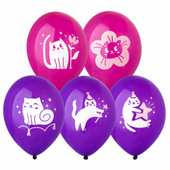 Воздушный шар латексный с рисунком 14" пастель С ДР Котики милые