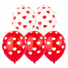 Воздушный шар латексный с рисунком 14" пастель шелкография Сердца браш