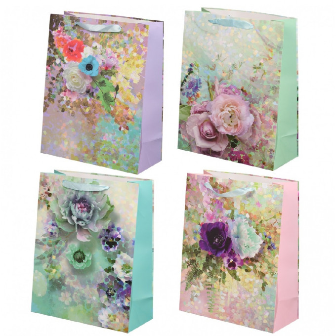 Пакет подарочный 32*44*12 см ЦВЕТЫ АКВАРЕЛЬ