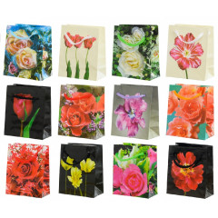 Пакет подарочный 8*10*4 см ЦВЕТЫ МИКС