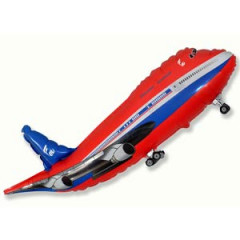 Воздушный шар фольгированный 38" Фигура Самолет красный 56*96 см