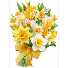 Украшение на скотче "Букет из нарциссов, мимозы и ландышей"