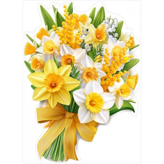Украшение на скотче "Букет из нарциссов, мимозы и ландышей"