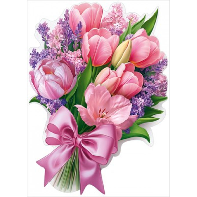 Украшение на скотче "Букет из тюльпанов и сирени"