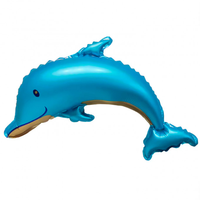 Воздушный шар фольгированный 12"/53 см Мини-фигура  Дельфин голубой