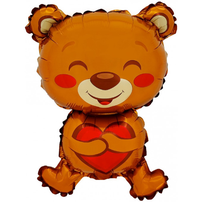 Воздушный шар фольгированный Мини-фигура 16"/41 см Медвежонок с сердцем