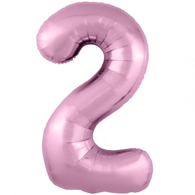Воздушный шар фольгированный 40\'\'/102 см Цифра "2" Розовый Фламинго Slim в упаковке