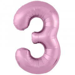 Воздушный шар фольгированный 40\'\'/102 см Цифра "3" Розовый Фламинго Slim в упаковке