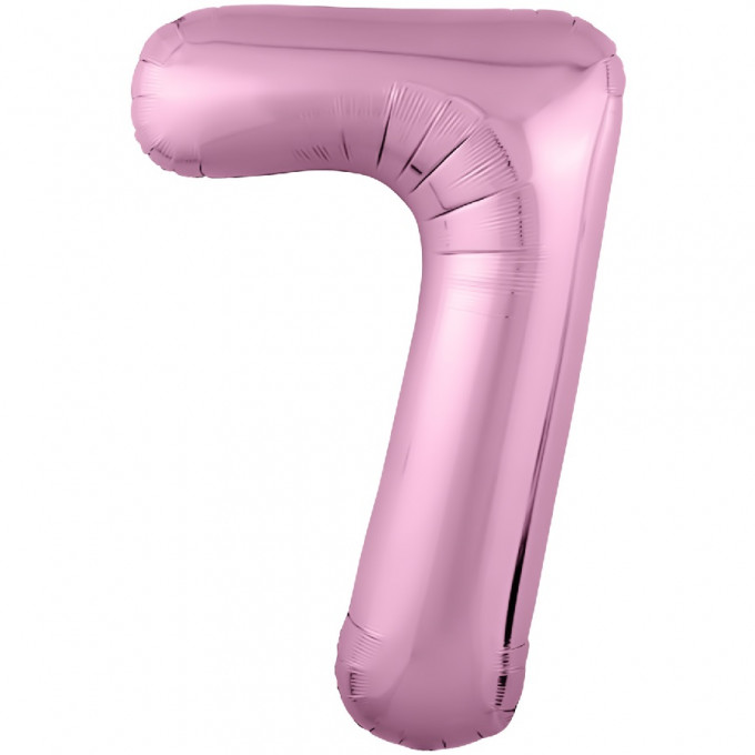Воздушный шар фольгированный 40\'\'/102 см Цифра "7" Розовый Фламинго Slim в упаковке