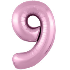 Воздушный шар фольгированный 40\'\'/102 см Цифра "9" Розовый Фламинго Slim в упаковке