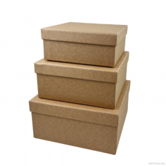 Коробка подарочная набор из 3 шт Квадрат 19,5*19,5*9см КРАФТ