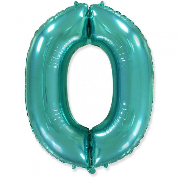 Воздушный шар фольгированный ЦИФРА 0 40"/102 см Тиффани/Tiffany в упаковке