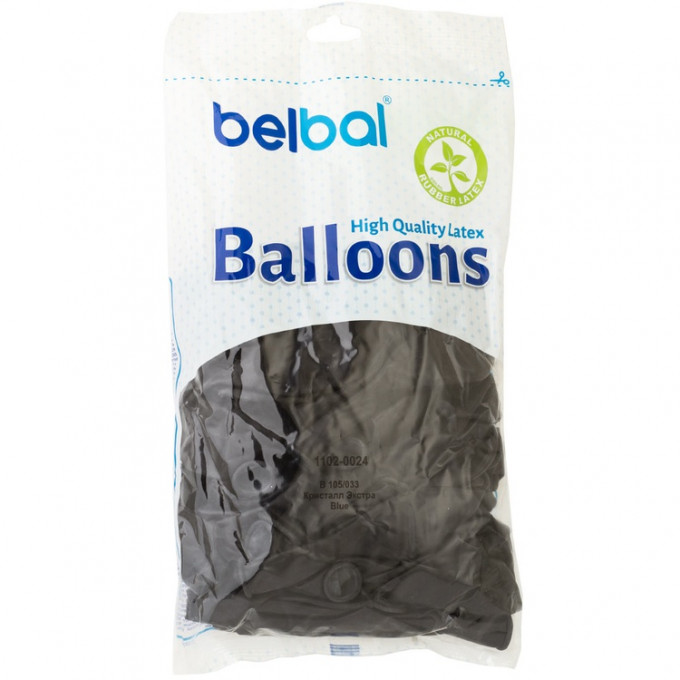 Воздушный шар латексный без рисунка 14" Кристалл Экстра Blue