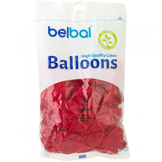 Воздушный шар латексный без рисунка 14" Кристалл Экстра Fuchsia 50шт