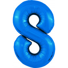 Воздушный шар фольгированный 40\'\'/102 см Цифра "8" Синий Slim в упаковке