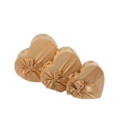 Коробка подарочная набор из 3 шт Сердце 21*20*9 см Золотой круг БЕЖЕВЫЙ