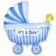 Воздушный шар фольгированный 35" Фигура Коляска детская голубая 89*74см