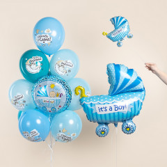 Воздушный шар фольгированный Фигура 35"/89 см Коляска детская голубая