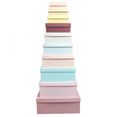 Набор подарочных коробок из 10 шт ПРЯМОУГОЛЬНИК 32,5*20*12,5/12*7*4 см АССОРТИ РОЗОВЫЙ ЩЕРБЕТ