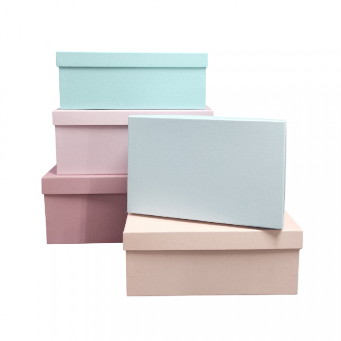 Набор подарочных коробок из 10 шт ПРЯМОУГОЛЬНИК 32,5*20*12,5/12*7*4 см АССОРТИ РОЗОВЫЙ ЩЕРБЕТ
