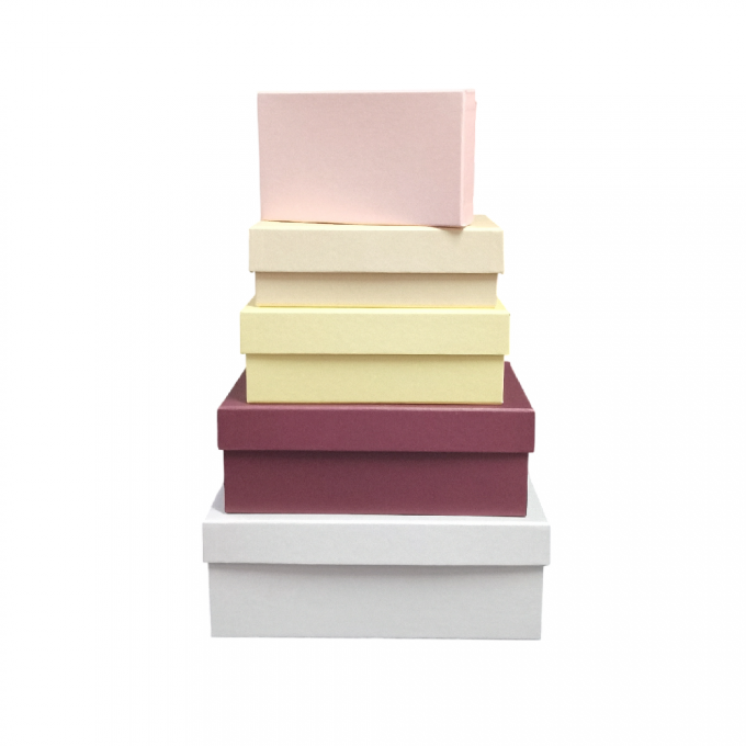 Набор подарочных коробок из 10 шт ПРЯМОУГОЛЬНИК 32,5*20*12,5/12*7*4 см АССОРТИ РОЗОВЫЙ ЩЕРБЕТ