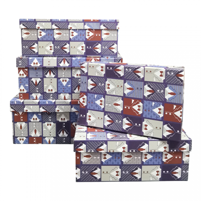 Набор подарочных коробок из 10 шт ПРЯМОУГОЛЬНИК 32,5*20*12,5/12*7*4 см МУЖСКОЙ СТИЛЬ