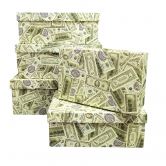 Набор подарочных  коробок из 10 шт ПРЯМОУГОЛЬНИК 32,5*20*12,5/12*7*4 см ДЕНЬГИ