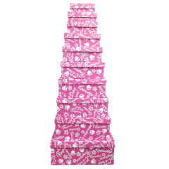 Набор подарочных коробок из 10 шт ПРЯМОУГОЛЬНИК 32,5*20*12,5/12*7*4 см КРАСОТКА