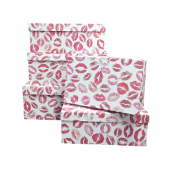 Набор подарочных коробок из 10 шт ПРЯМОУГОЛЬНИК 32,5*20*12,5/12*7*4 см ПОЦЕЛУИ