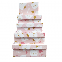 Набор подарочных коробок из 10 шт ПРЯМОУГОЛЬНИК 32,5*20*12,5/12*7*4 см КОТЕНОК ПРИНЦЕССА