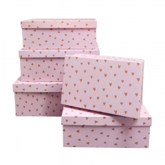 Набор подарочных коробок из 10 шт ПРЯМОУГОЛЬНИК 32,5*20*12,5/12*7*4 см СЕРДЕЧКИ