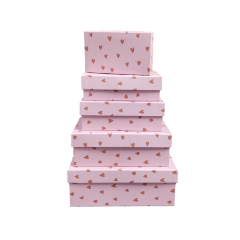 Набор подарочных коробок из 10 шт ПРЯМОУГОЛЬНИК 32,5*20*12,5/12*7*4 см СЕРДЕЧКИ