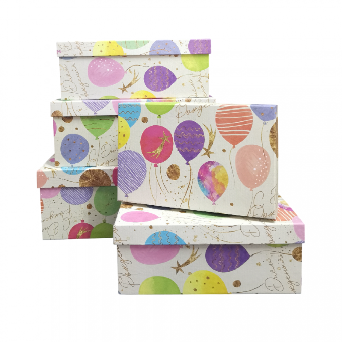 Набор подарочных коробок из 10 шт ПРЯМОУГОЛЬНИК 32,5*20*12,5/12*7*4 см ПРАЗДНИЧНЫЕ ШАРИКИ