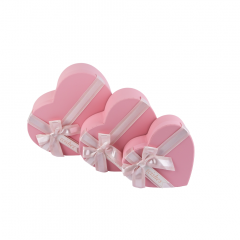 Коробка подарочная набор из 3 шт Сердце 21*20*9 см Пожелания РОЗОВЫЙ