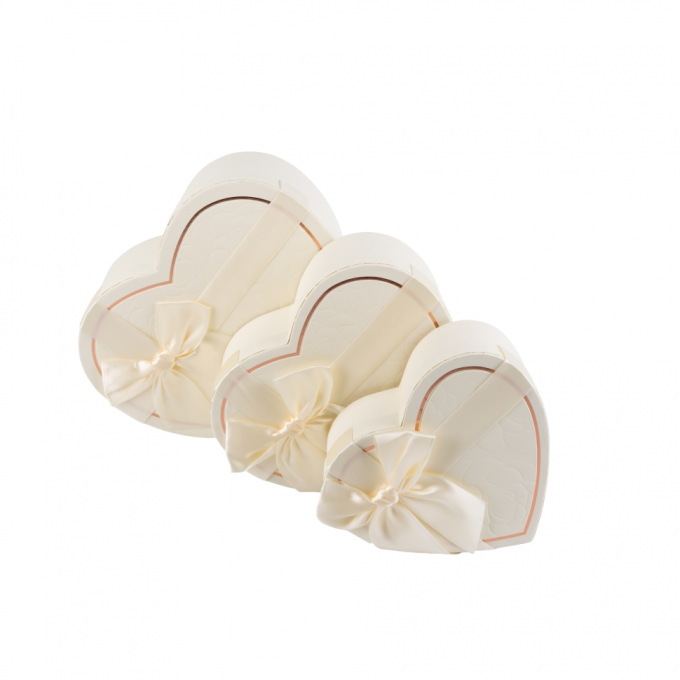 Коробка подарочная набор из 3 шт Сердце 21*20*9 см Роза БЕЛЫЙ