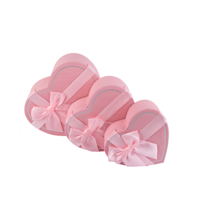 Коробка подарочная набор из 3 шт Сердце 21*20*9 см Роза РОЗОВЫЙ