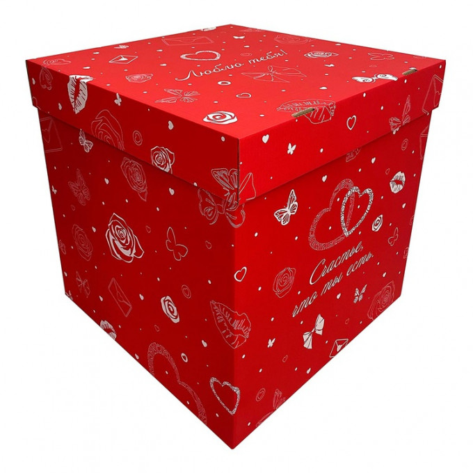 Коробка для надутых шаров 60см Романтик красная