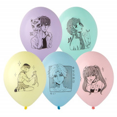 Воздушный шар латексный с рисунком 14" пастель шелкография Аниме 50 шт